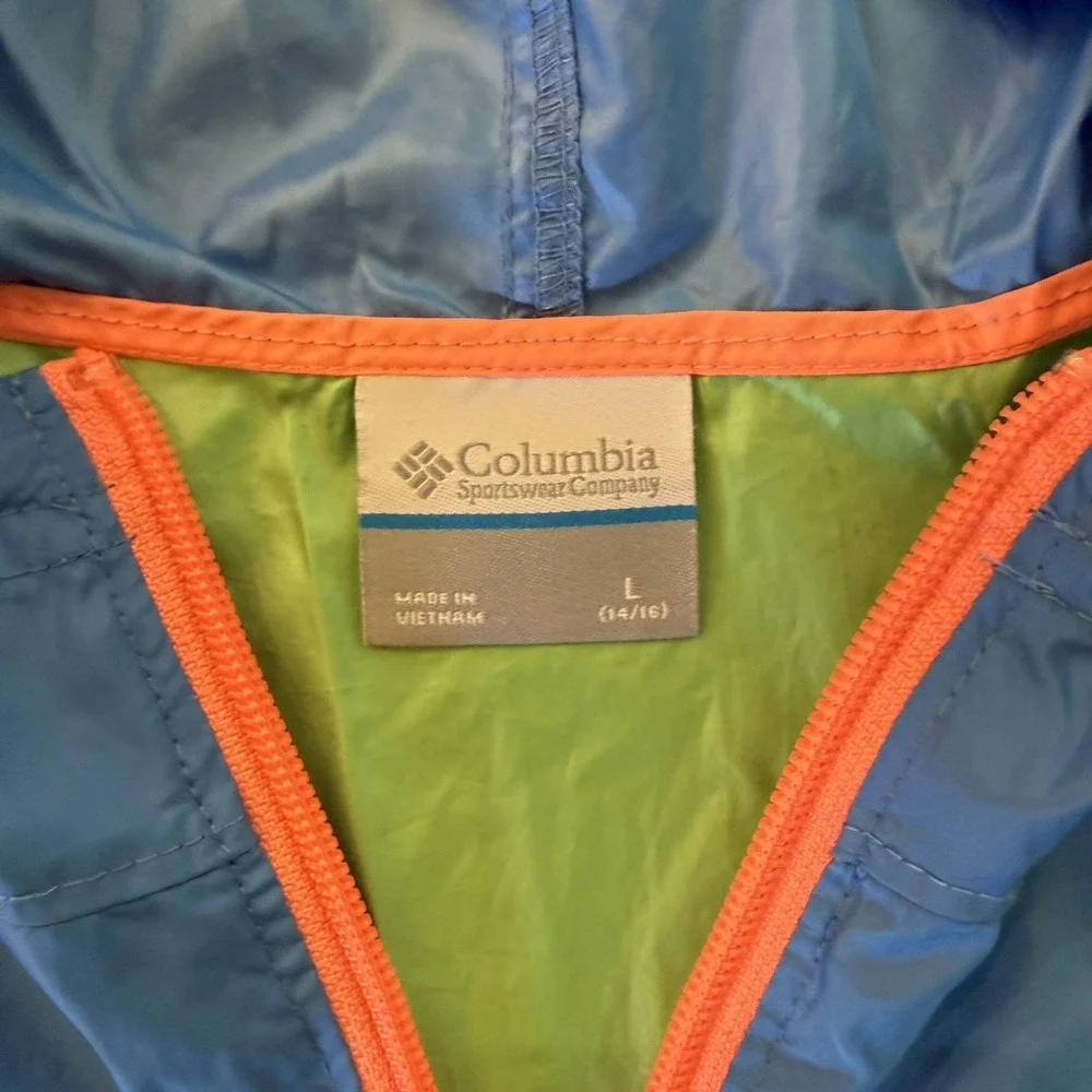 Columbia Kids Large(Womens S) Pullover Windbreaker Color‎ Block Hooded Half Zip